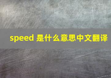 speed 是什么意思中文翻译